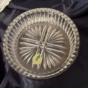 Vintage Waterford Ireland 5" Crystal Wine Bottle Coaster / Trinket Dish